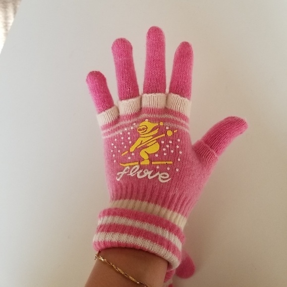 Set of 3 New Light Blue & Pink Combo Double Layered 2 in 1 Wool Blend Gloves - Picture 6 of 9